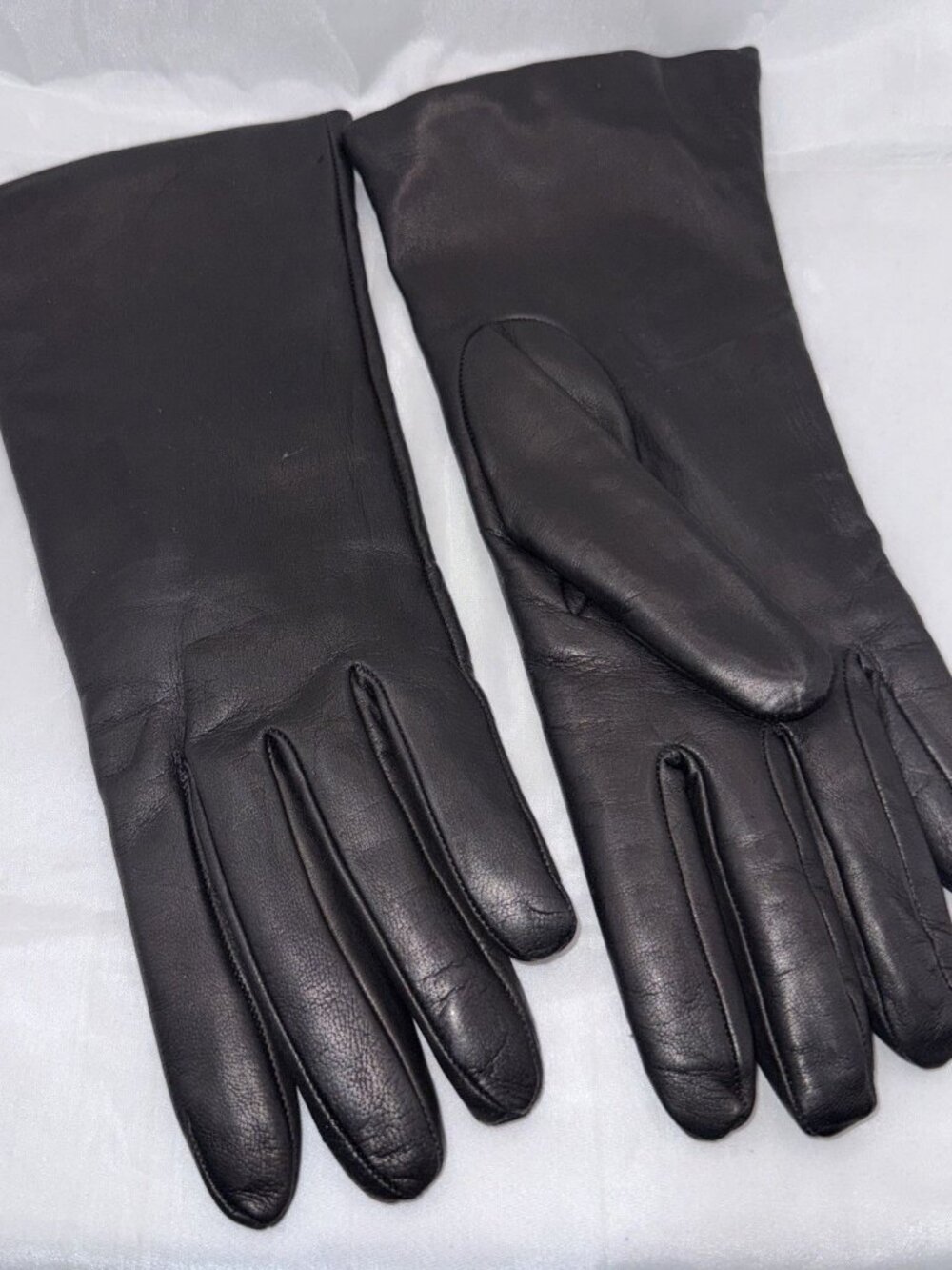 Talbots NWOT VINTAGE Italian Black Cashmere Lined Leather Gloves Size 8